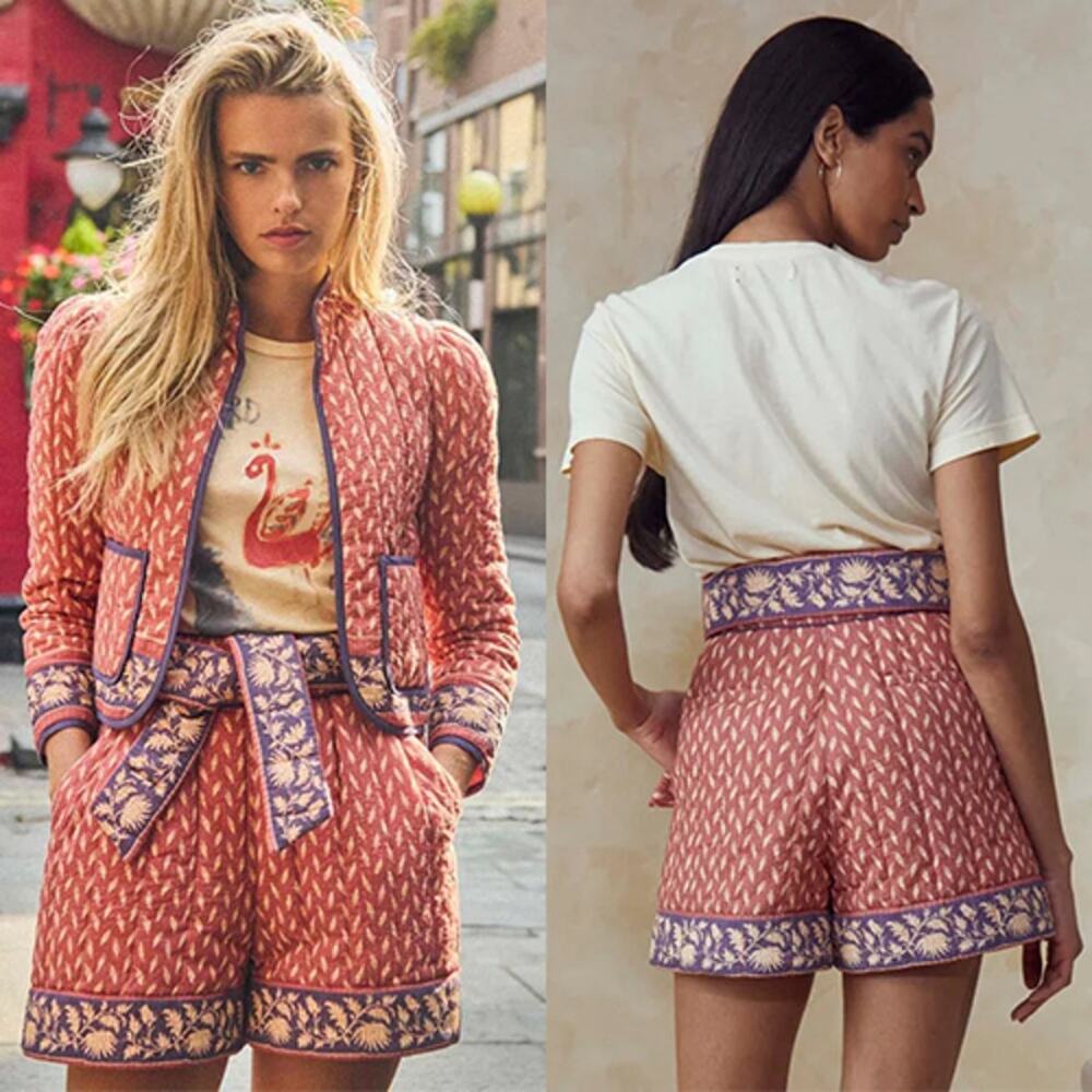 NWT Hunter Bell Edith Casual Soft Belted Short in Patina Border Pink/Purple - Picture 8 of 8